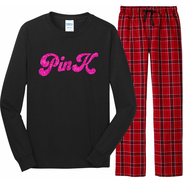 Pink Color Text For Summer Long Sleeve Pajama Set