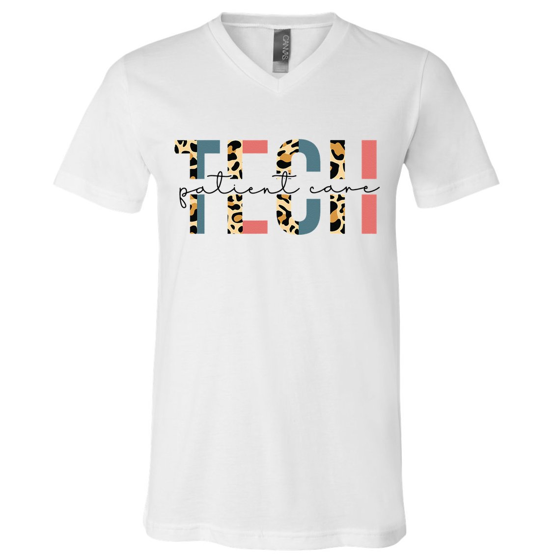 Patient Care Tech Leopard Patient Care Technician PCT V-Neck T-Shirt