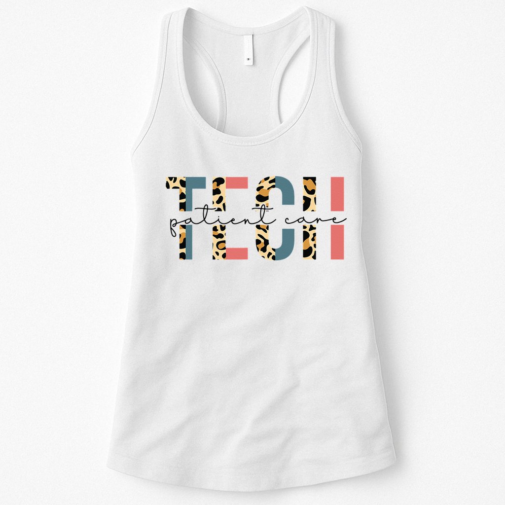 Patient Care Tech Leopard Patient Care Technician PCT Womens Tank Top