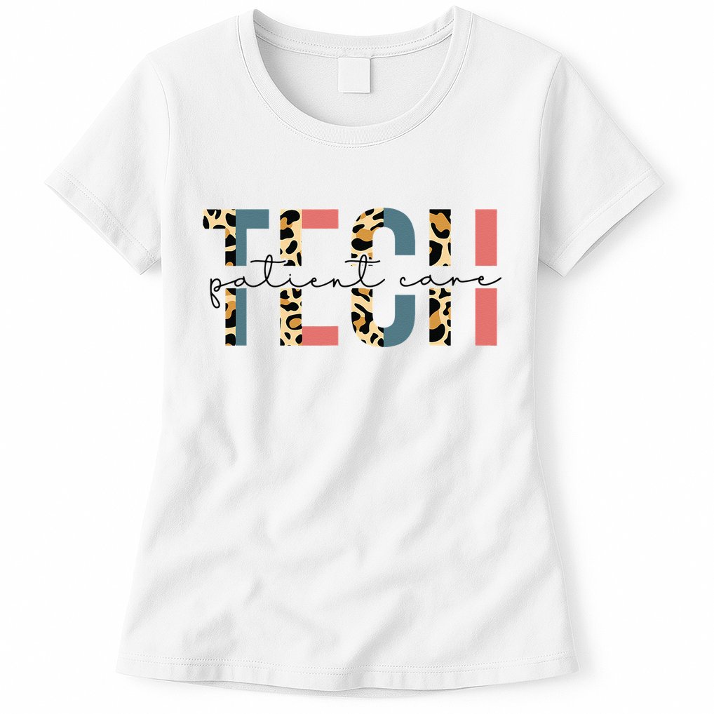 Patient Care Tech Leopard Patient Care Technician PCT Womens T-Shirt