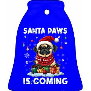 Pug Christmas Tree Lights Decorations Dog Lover Xmas Funny Gift Great Gift Ceramic Bell Ornament