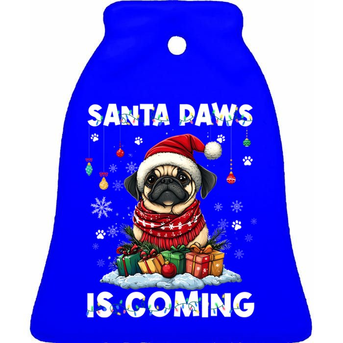 Pug Christmas Tree Lights Decorations Dog Lover Xmas Funny Gift Great Gift Ceramic Bell Ornament