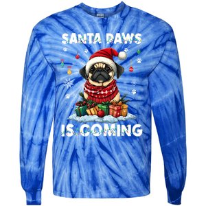 Pug Christmas Tree Lights Decorations Dog Lover Xmas Funny Gift Great Gift Tie-Dye Long Sleeve Shirt