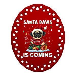 Pug Christmas Tree Lights Decorations Dog Lover Xmas Funny Gift Great Gift Ceramic Oval Ornament