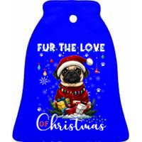 Pug Christmas Tree Lights Decorations Dog Lover Xmas Funny Gift Ceramic Bell Ornament