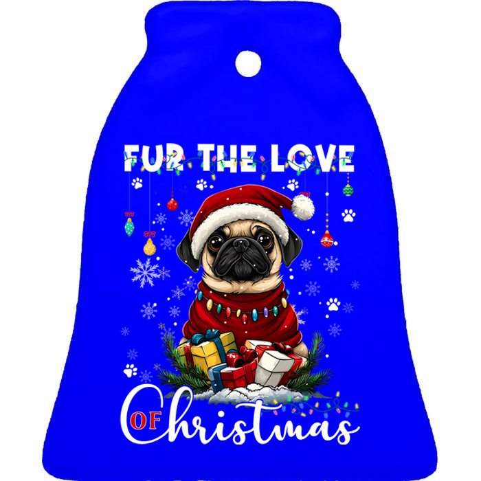 Pug Christmas Tree Lights Decorations Dog Lover Xmas Funny Gift Ceramic Bell Ornament