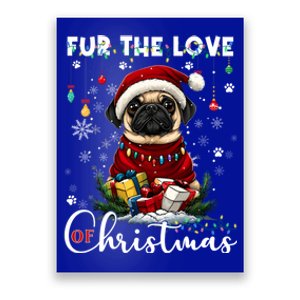 Pug Christmas Tree Lights Decorations Dog Lover Xmas Funny Gift Poster