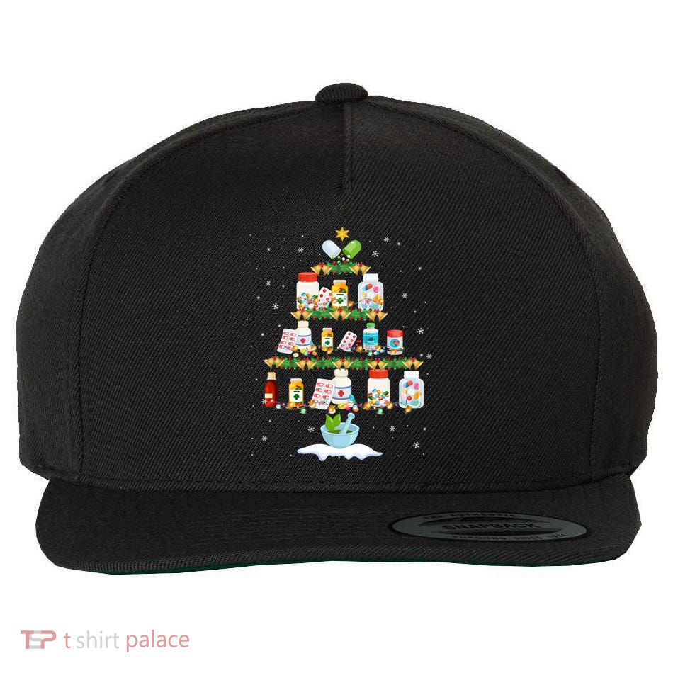 Pharmacy Christmas Tree Medication Fun Gift Ugly Gift Wool Snapback Cap