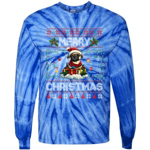 Pug Christmas Tree Lights Decorations Dog Lover Xmas Funny Gift Tie-Dye Long Sleeve Shirt