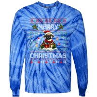 Pug Christmas Tree Lights Decorations Dog Lover Xmas Funny Gift Tie-Dye Long Sleeve Shirt