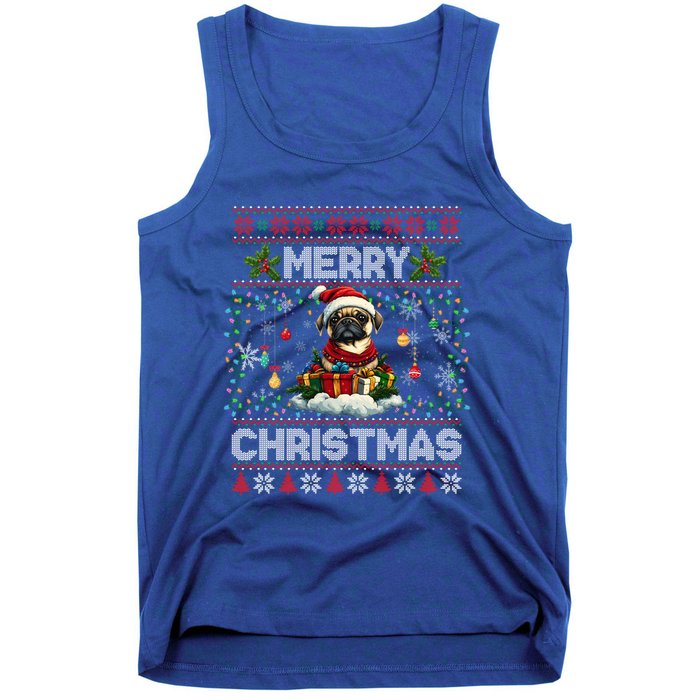 Pug Christmas Tree Lights Decorations Dog Lover Xmas Funny Gift Tank Top