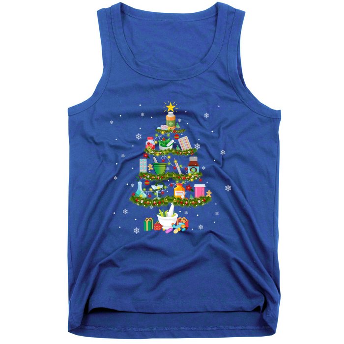 Pharmacy Christmas Tree Medication Pharmacist Fun Gift Idea Gift Tank Top