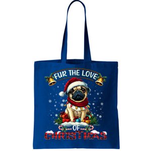 Pug Christmas Tree Lights Decorations Dog Lover Xmas Funny Gift Tote Bag