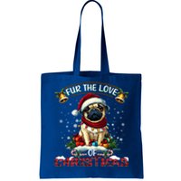 Pug Christmas Tree Lights Decorations Dog Lover Xmas Funny Gift Tote Bag