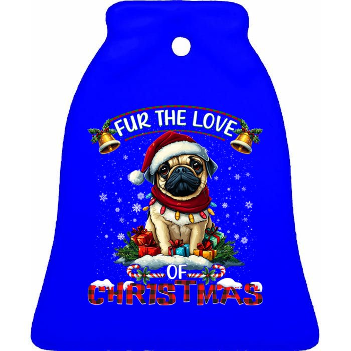 Pug Christmas Tree Lights Decorations Dog Lover Xmas Funny Gift Ceramic Bell Ornament