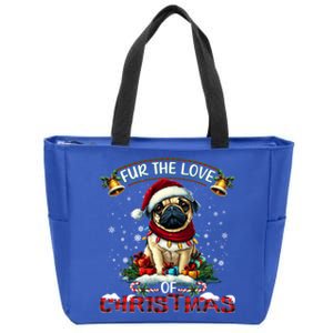 Pug Christmas Tree Lights Decorations Dog Lover Xmas Funny Gift Zip Tote Bag