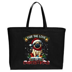 Pug Christmas Tree Lights Decorations Dog Lover Xmas Funny Gift Cotton Canvas Jumbo Tote