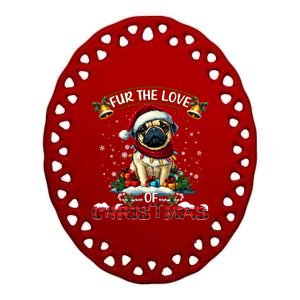 Pug Christmas Tree Lights Decorations Dog Lover Xmas Funny Gift Ceramic Oval Ornament