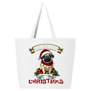 Pug Christmas Tree Lights Decorations Dog Lover Xmas Funny Gift 25L Jumbo Tote