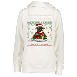 Pug Christmas Tree Lights Decorations Dog Lover Xmas Funny Gift Great Gift Womens Funnel Neck Pullover Hood