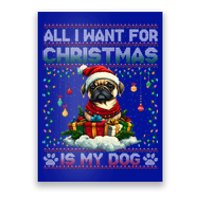 Pug Christmas Tree Lights Decorations Dog Lover Xmas Funny Gift Great Gift Poster