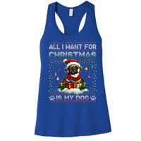 Pug Christmas Tree Lights Decorations Dog Lover Xmas Funny Gift Great Gift Women's Racerback Tank