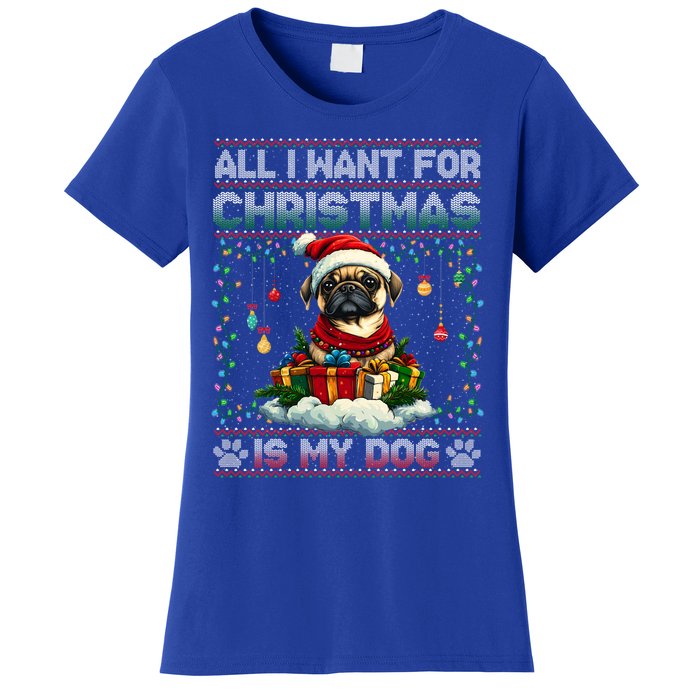 Pug Christmas Tree Lights Decorations Dog Lover Xmas Funny Gift Great Gift Women's T-Shirt