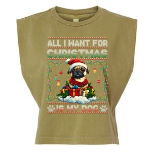 Pug Christmas Tree Lights Decorations Dog Lover Xmas Funny Gift Great Gift Garment-Dyed Women's Muscle Tee