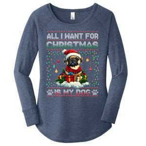 Pug Christmas Tree Lights Decorations Dog Lover Xmas Funny Gift Great Gift Women's Perfect Tri Tunic Long Sleeve Shirt