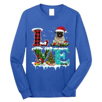 Pug Christmas Tree Lights Santa Dog Xmas Great Gift Long Sleeve Shirt