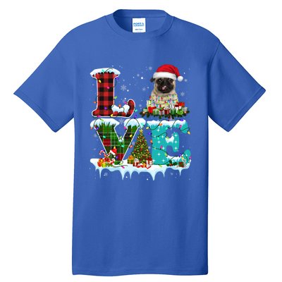 Pug Christmas Tree Lights Santa Dog Xmas Great Gift Tall T-Shirt