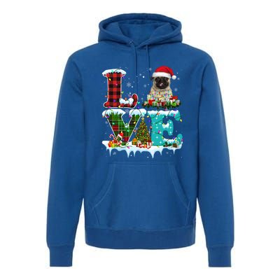 Pug Christmas Tree Lights Santa Dog Xmas Great Gift Premium Hoodie