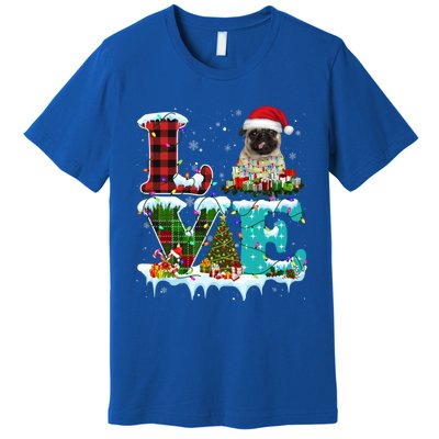 Pug Christmas Tree Lights Santa Dog Xmas Great Gift Premium T-Shirt