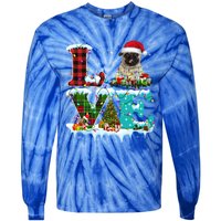 Pug Christmas Tree Lights Santa Dog Xmas Great Gift Tie-Dye Long Sleeve Shirt