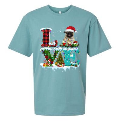 Pug Christmas Tree Lights Santa Dog Xmas Great Gift Sueded Cloud Jersey T-Shirt