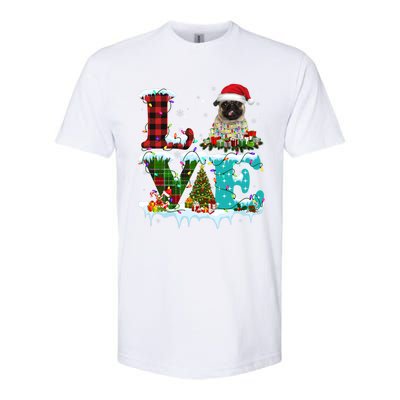 Pug Christmas Tree Lights Santa Dog Xmas Great Gift Softstyle CVC T-Shirt