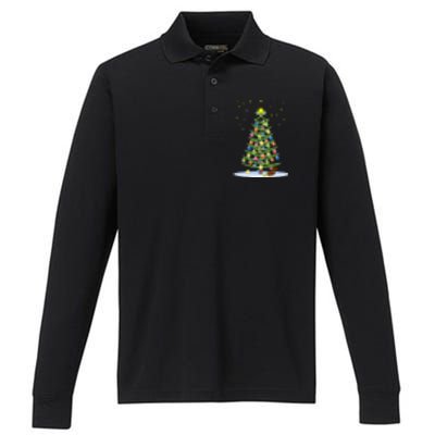 Pickleball Christmas Tree | Pickleball Holiday Gift | Christmas Tree | Holiday Performance Long Sleeve Polo