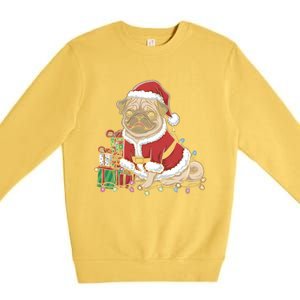 Pug Christmas Tree Xmas Lights For Pug Animal Dog Lover Cool Gift Premium Crewneck Sweatshirt