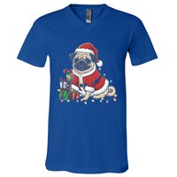 Pug Christmas Tree Xmas Lights For Pug Animal Dog Lover Cool Gift V-Neck T-Shirt