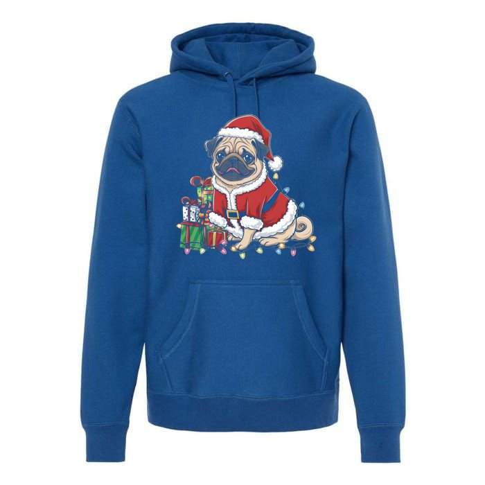 Pug Christmas Tree Xmas Lights For Pug Animal Dog Lover Cool Gift Premium Hoodie