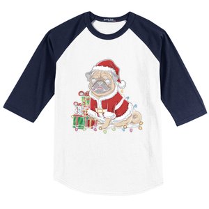 Pug Christmas Tree Xmas Lights For Pug Animal Dog Lover Cool Gift Baseball Sleeve Shirt