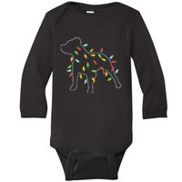 Pitbull Christmas Tree Light Pajama Xmas Dog lover Baby Long Sleeve Bodysuit