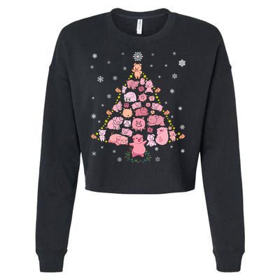 Pig Christmas Tree Cropped Pullover Crew