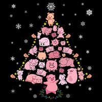 Pig Christmas Tree Wool Snapback Cap