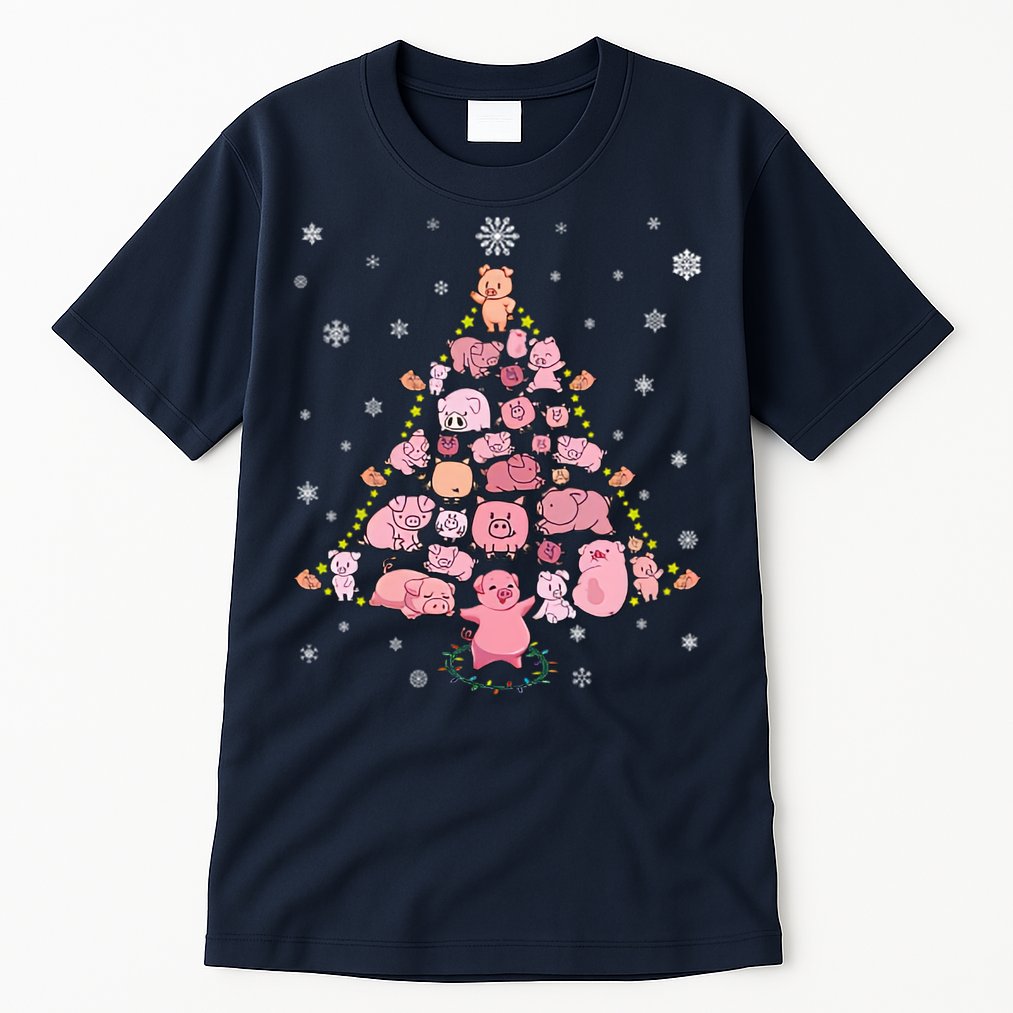 Pig Christmas Tree Tall T-Shirt