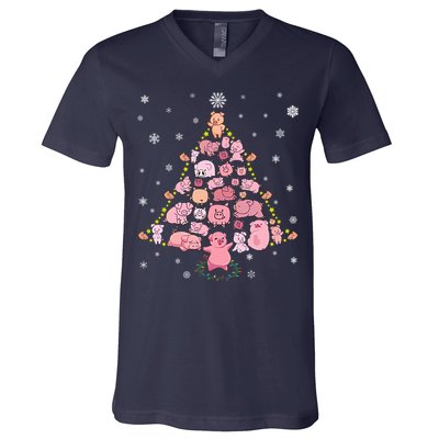 Pig Christmas Tree V-Neck T-Shirt