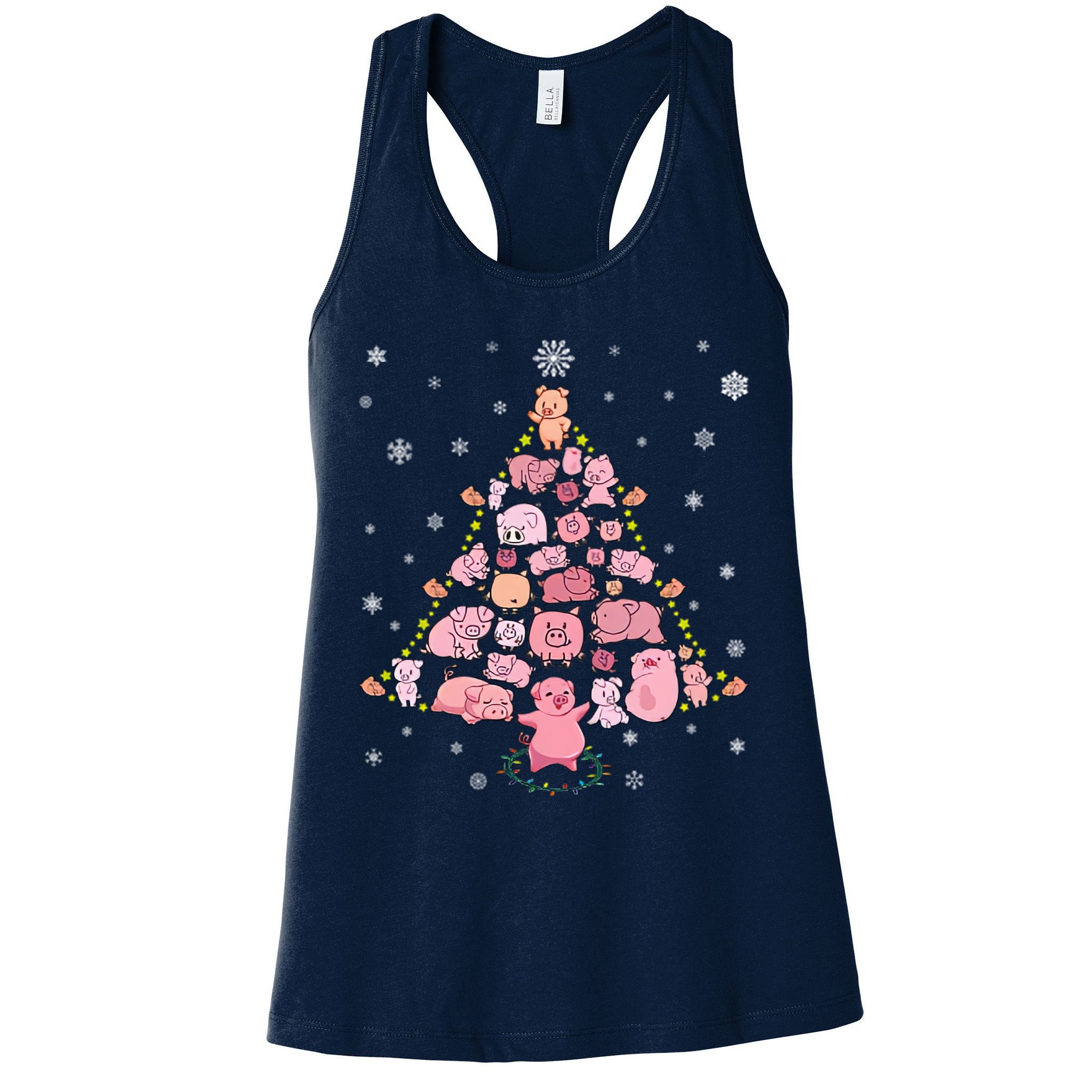 Pig Christmas Tree Womens Tank Top