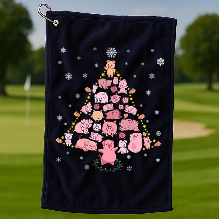 Pig Christmas Tree Golf Towel