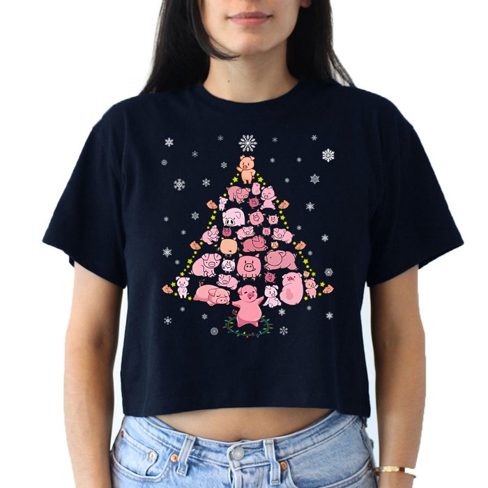 Pig Christmas Tree Crop Top