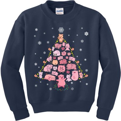 Pig Christmas Tree Kids Sweatshirt